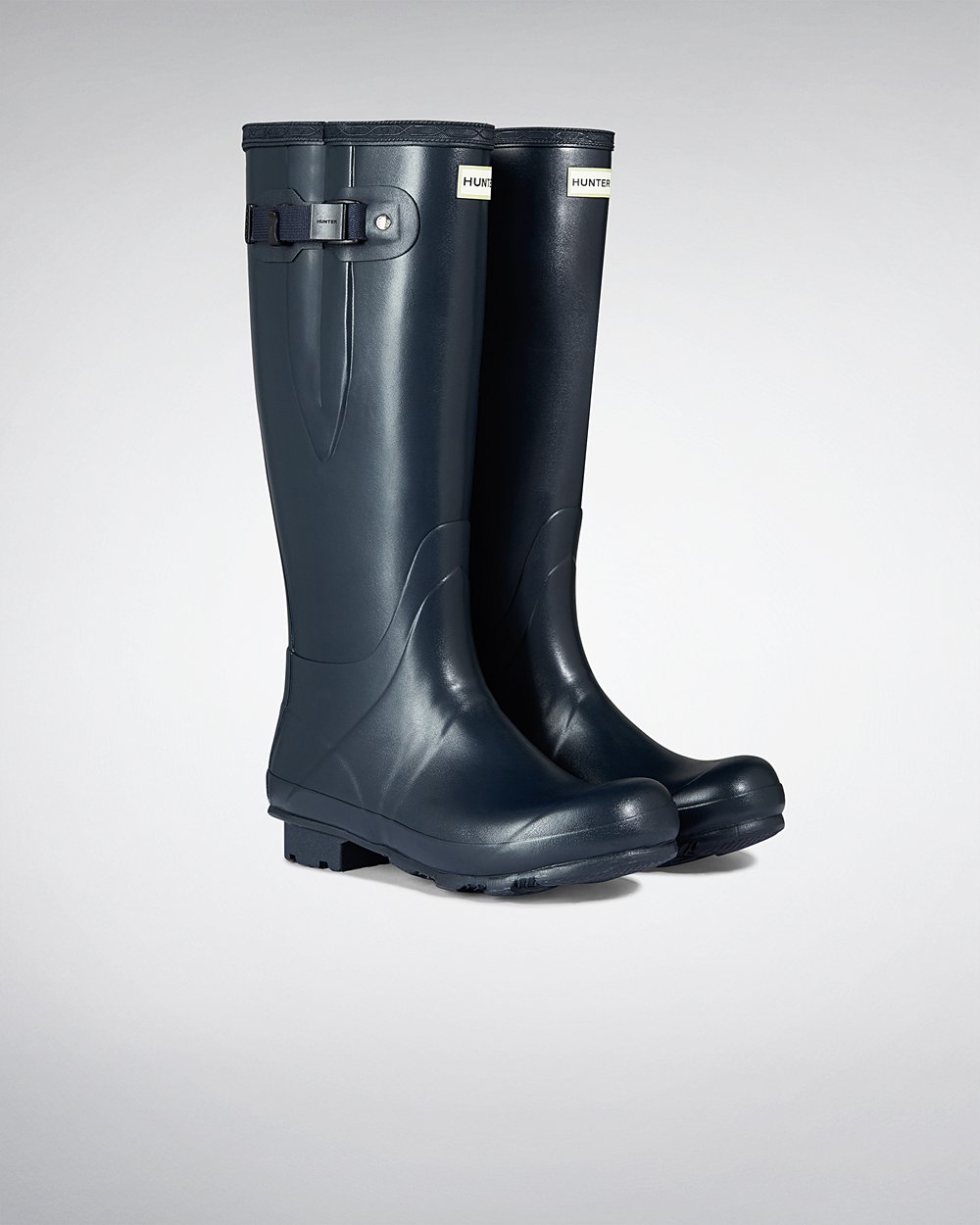 Mens Tall Rain Boots - Hunter Norris Field Side Adjustable (72EUHSLGC) - Navy